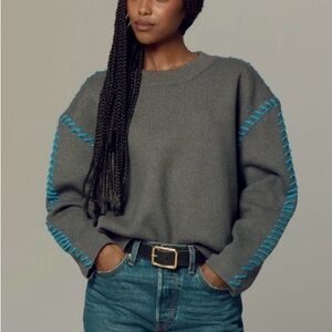 Anthropologie English Factory Mock-Neck Whipstitch Sweater Medium NWT
